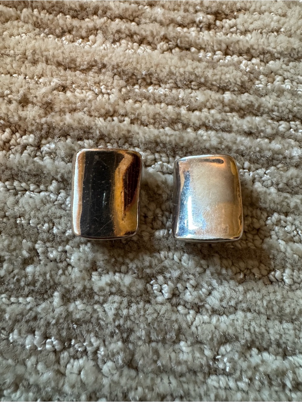 Polished Silver Rectangular Clip-On Earrings - Sleek Women's Jewelry